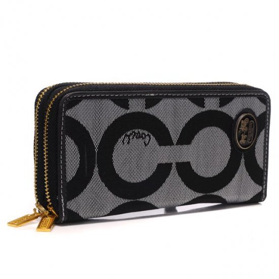 Coach Big Logo Large Grey Wallets AXX - Click Image to Close